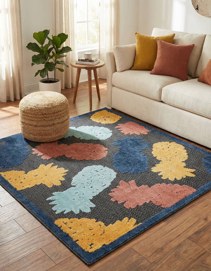 Detail image of 5' 3 x 5' 3  Washable Belize Indoor / Outdoor Square Rug