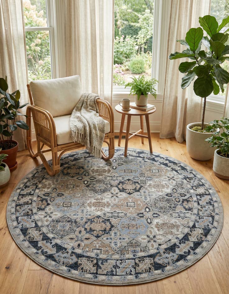 Detail image of 7' 10 x 7' 10 Kamala Washable Round Rug