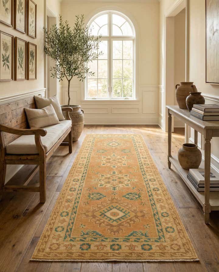 2' 7 x 6' 10 Hand Knotted Oushak Wool Runner Rug