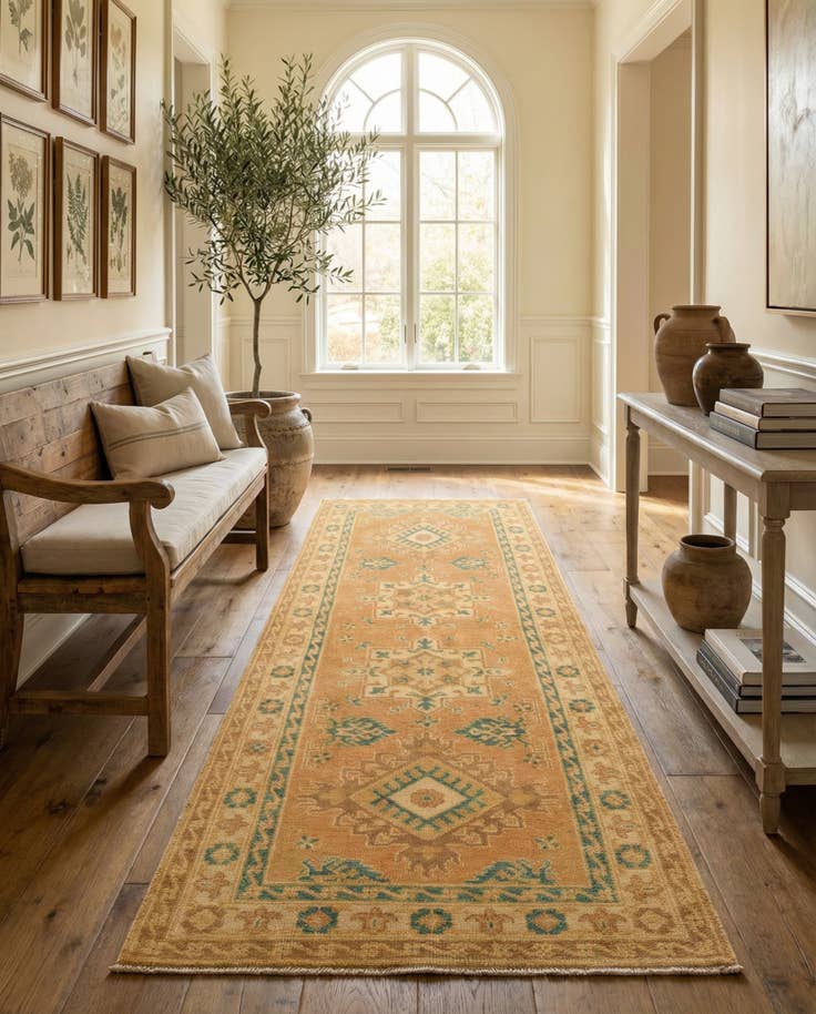 Detail image of 2' 7 x 6' 10 Hand Knotted Oushak Wool Runner Rug