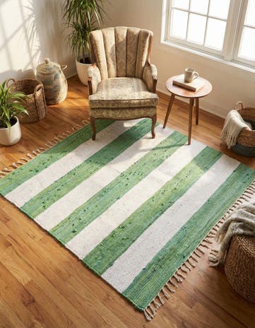 5' 1 x 5' 1 Hand Woven Chindi Rag Square Rug