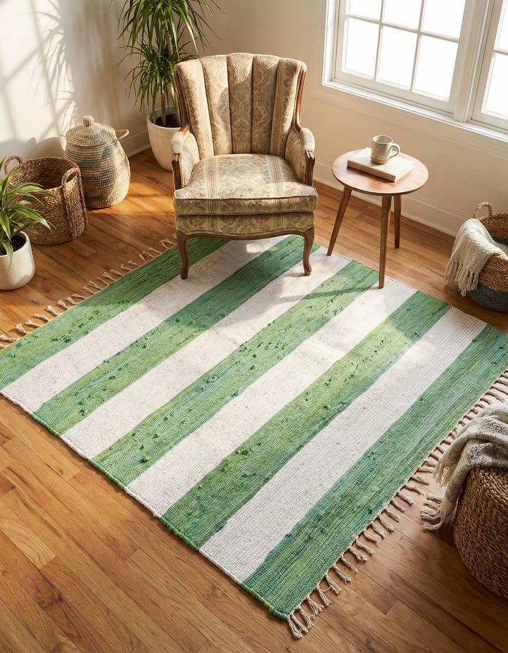 5' 1 x 5' 1 Hand Woven Chindi Rag Square Rug