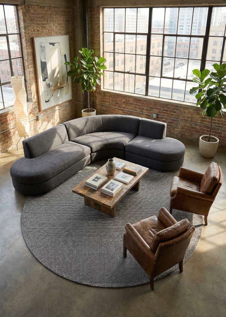 12' x 12' Geo Trellis Flatweave Round Rug