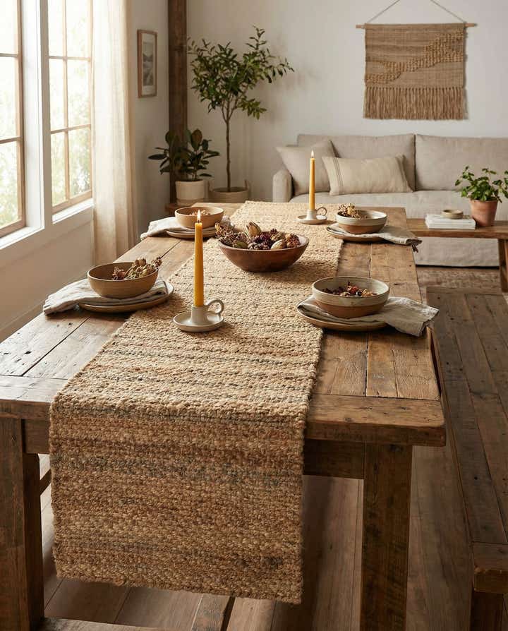 1' 2 x 10' Hand Woven Chunky Jute Table Runner Rug