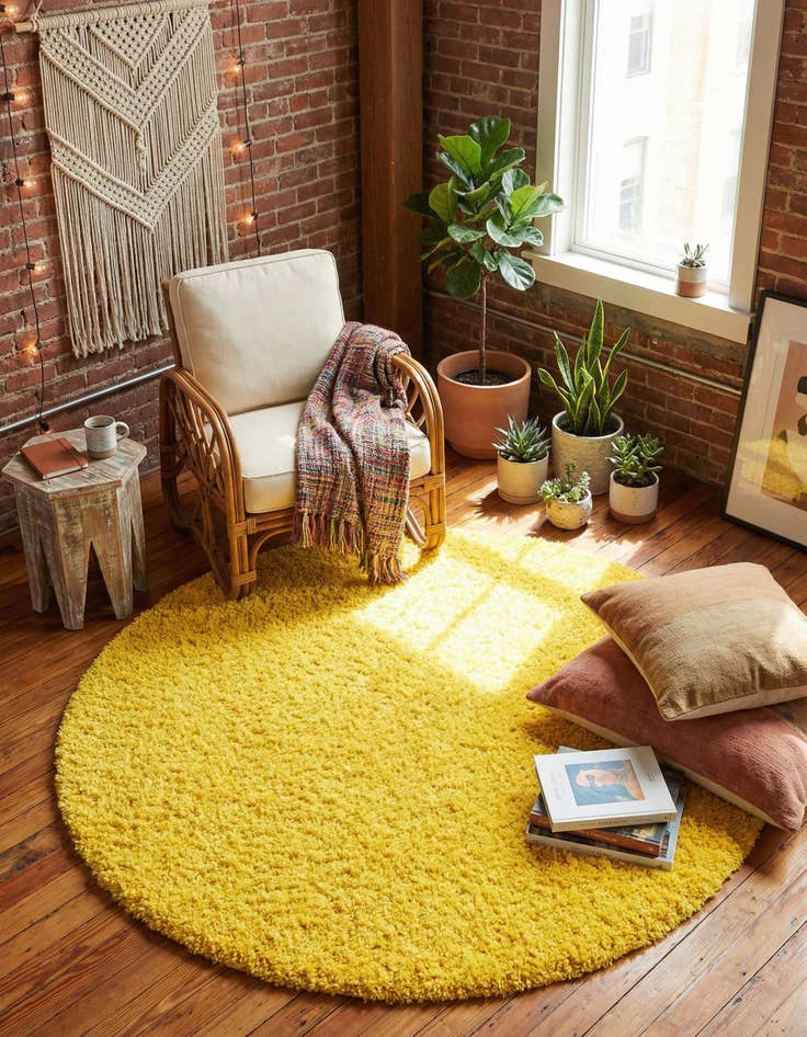 Detail image of 6' x 6' Solid Shag Round Rug