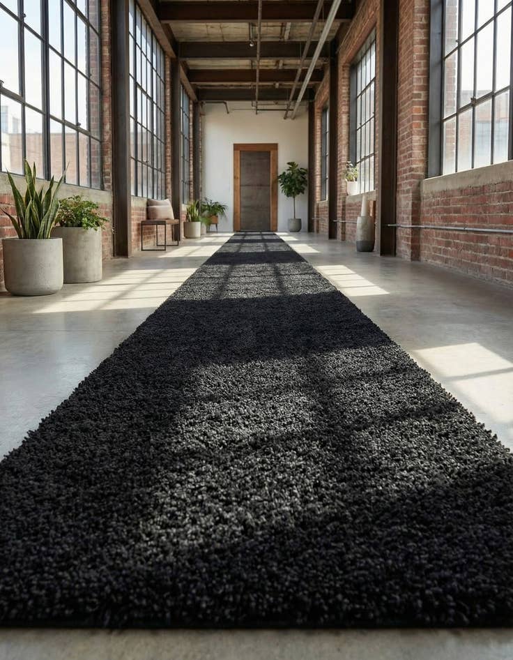 Detail image of 2' 7 x 16' 5 Solid Shag Runner Rug