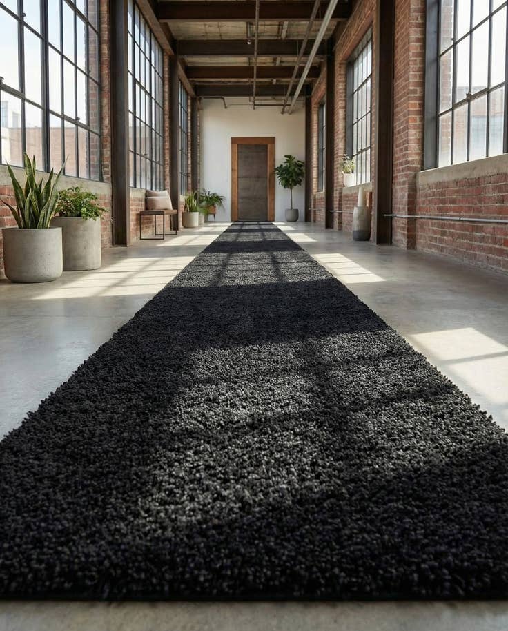 Detail image of 2' 7 x 16' 5 Solid Shag Runner Rug