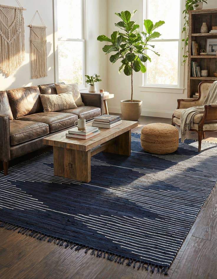 Detail image of 9' x 12'  Hand Woven Chindi Cotton Rug