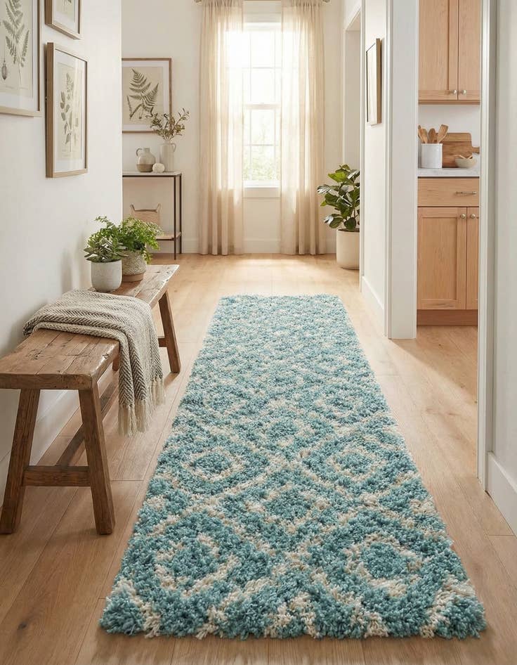 Detail image of 2' 7 x 10' Trellis Shag Runner Rug