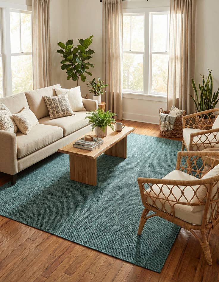 Detail image of 7' 10 x 10' Washable Solid Indoor / Outdoor Rug