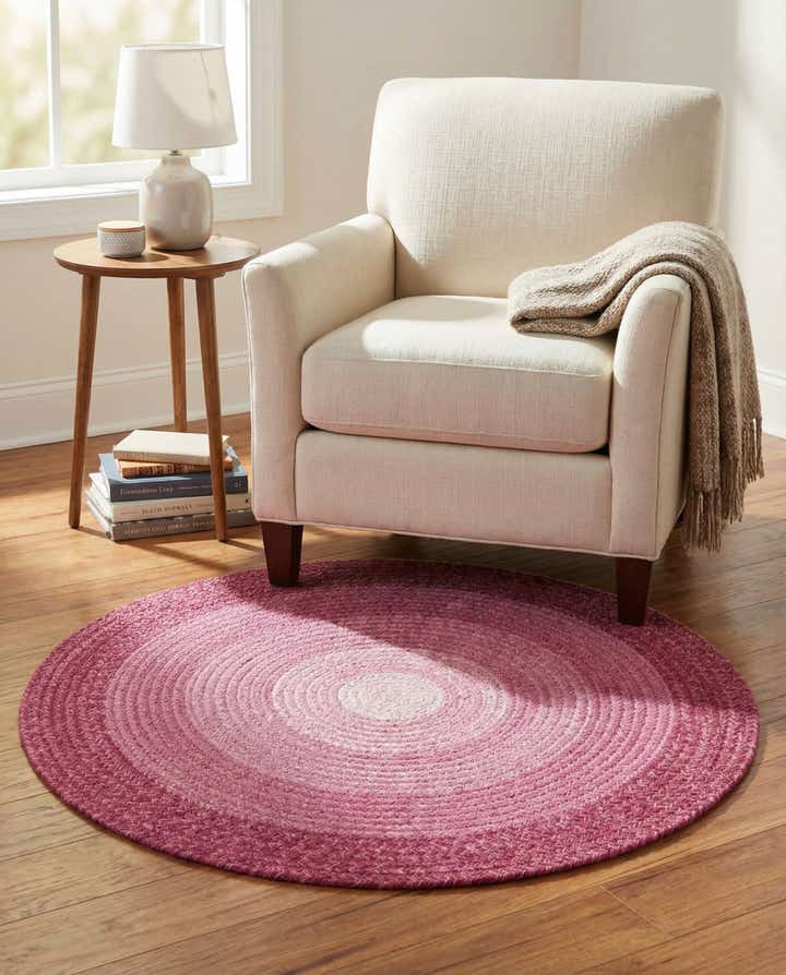 3' 1 x 3' 1 Handmade Hand Braided Wool Round Rug