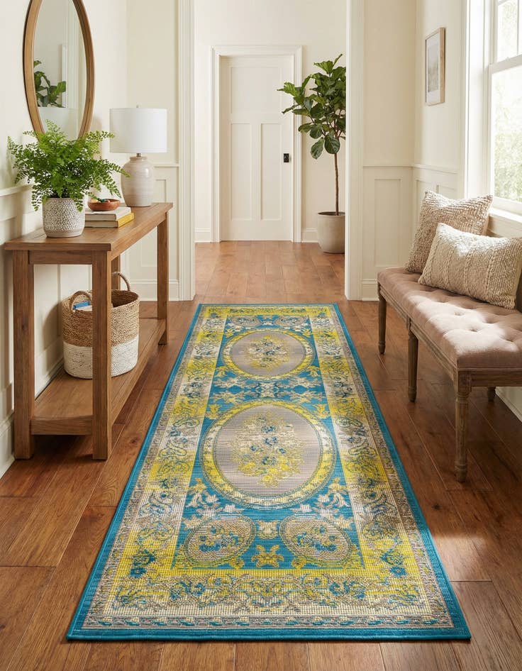 Detail image of 2' x 6' Washable Traditional Indoor / Outdoor Runner Rug