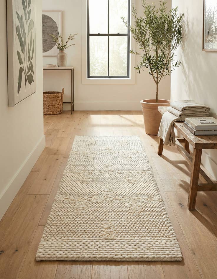 Detail image of 2' x 6' 1 Hand Woven Lana New Zealand Wool Runner Rug