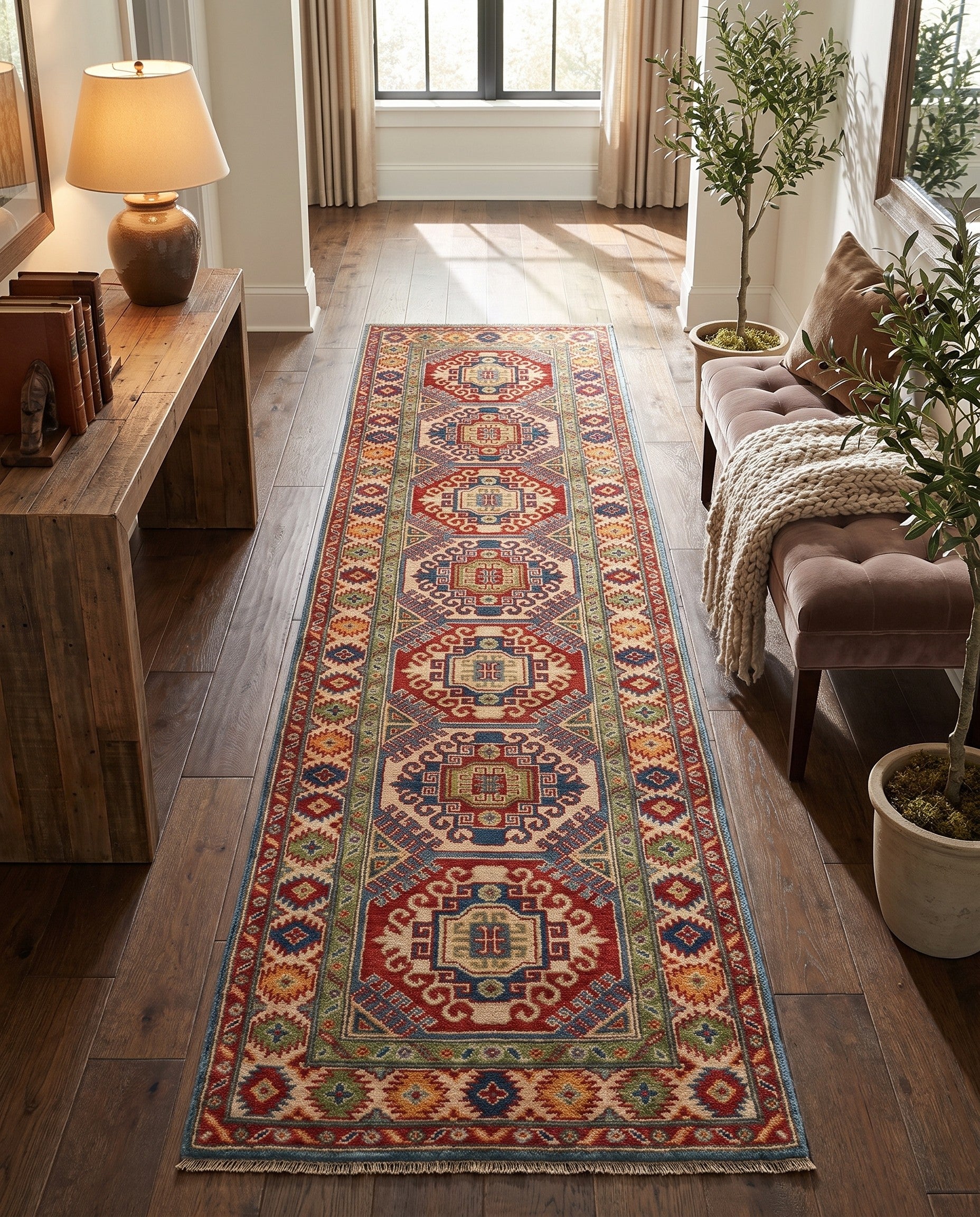 2' 7 x 9' 9 Hand Knotted Kazak Runner Rug