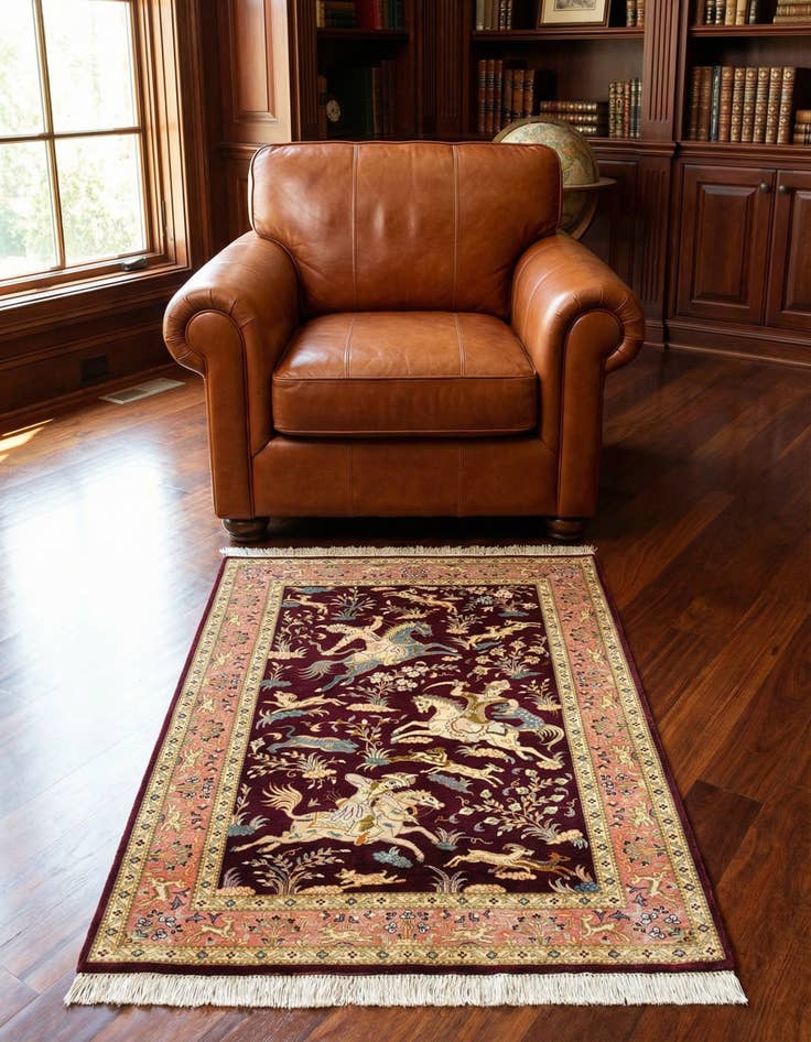 Detail image of 2' 7 x 3' 11 Ghom Silk Rug