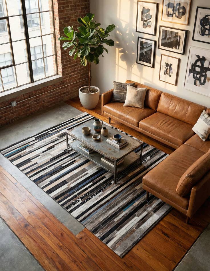 Detail image of 5' 1 x 7' 11 Cowhide Stocks Rug