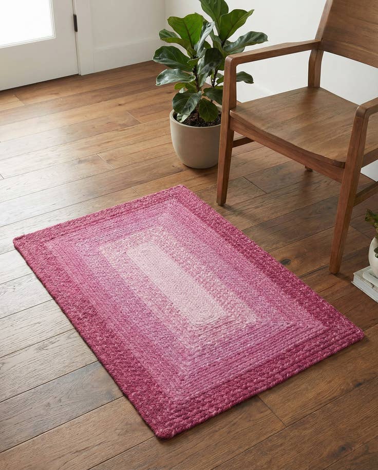 Detail image of 2' x 3' 1 Handmade Hand Braided Wool Rug