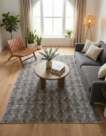 Charcoal Ivory Eco Trellis Rug
