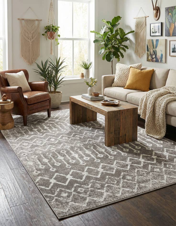 Detail image of 5' 3 x 8' Bohemian Trellis Rug