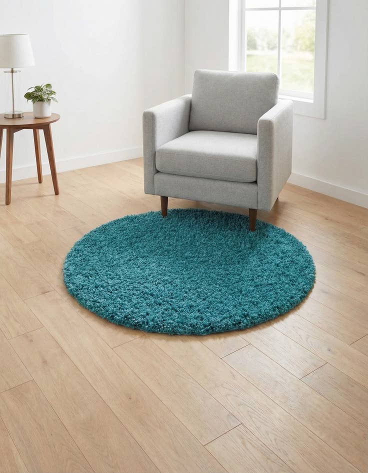 Detail image of 3' x 3' Solid Shag Round Rug