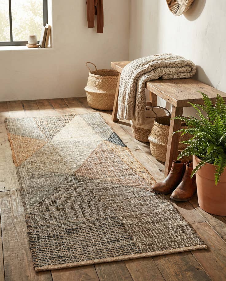Detail image of 2' x 5' 1 Hand Woven Kilim Jute Runner Rug