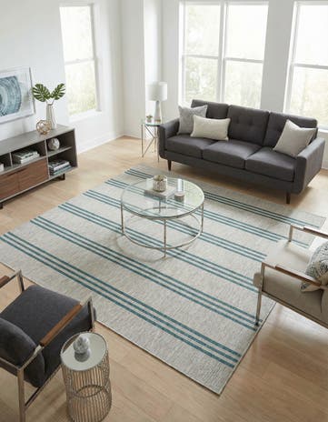 Light Gray Easy-Clean Jill Zarin Anguilla Indoor / Outdoor Square Rug