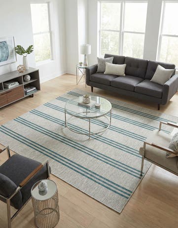 Light Gray Easy-Clean Jill Zarin Anguilla Indoor / Outdoor Square Rug