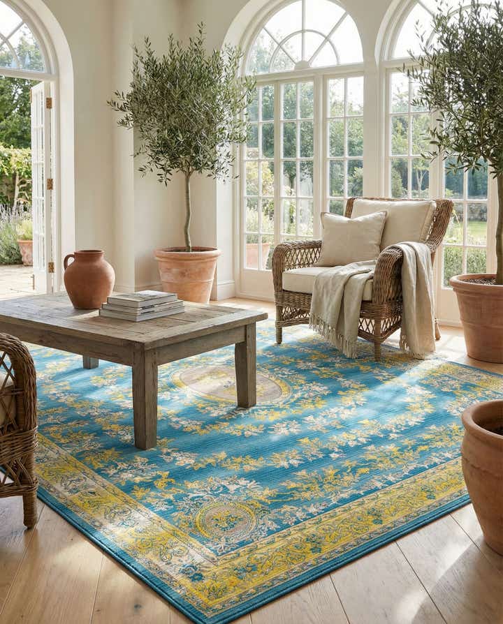 7' 10 x 10' Easy-Clean Traditional Indoor / Outdoor Rug