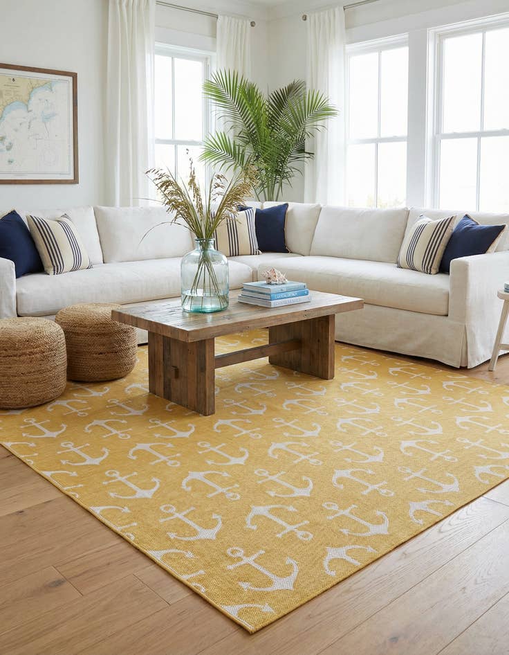 Detail image of 13' x 13'  Washable Coastal Indoor / Outdoor Square Rug