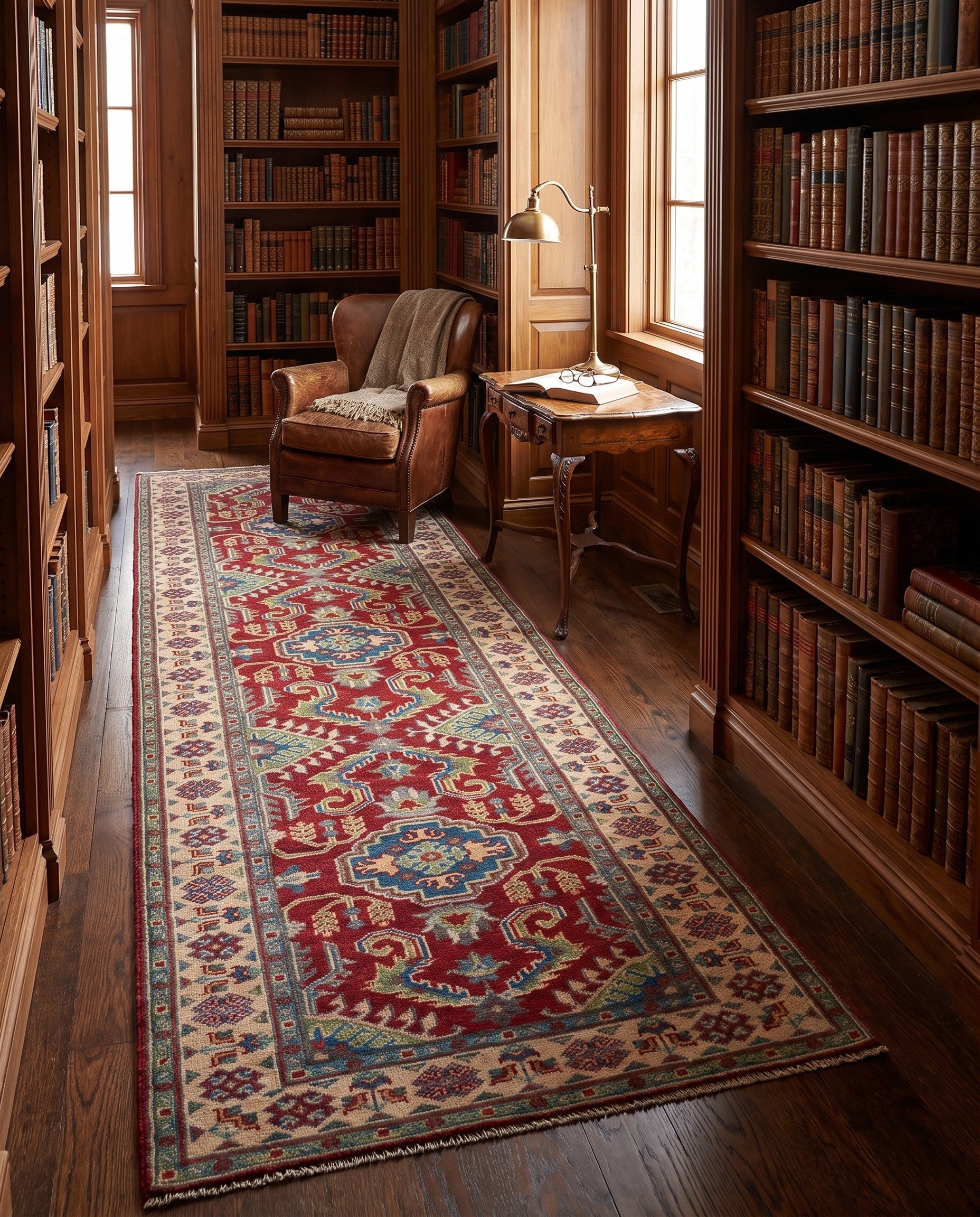 85cm x 300cm Hand Knotted Kazak Runner Rug