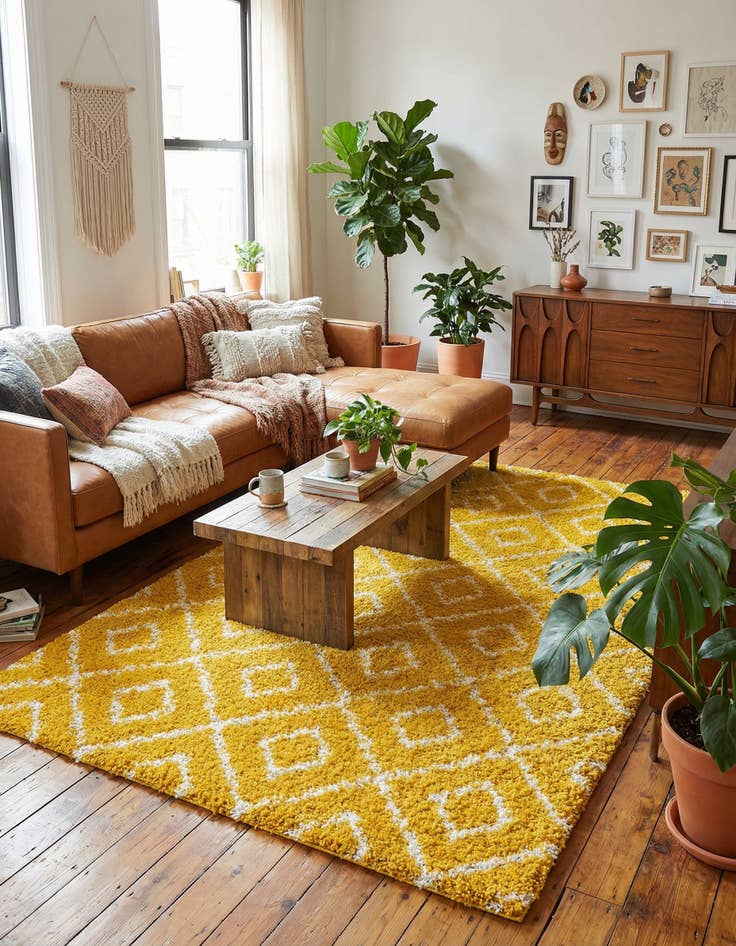 Detail image of 6' x 9' Trellis Shag Rug