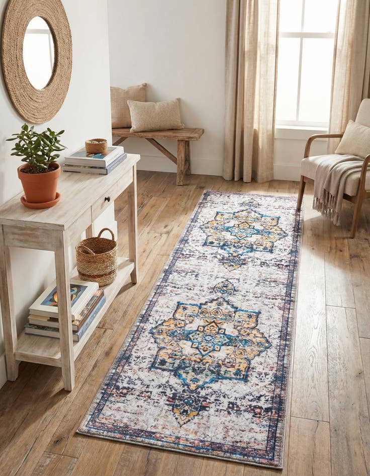 Detail image of 2' x 6' Washable Francesca Runner Rug