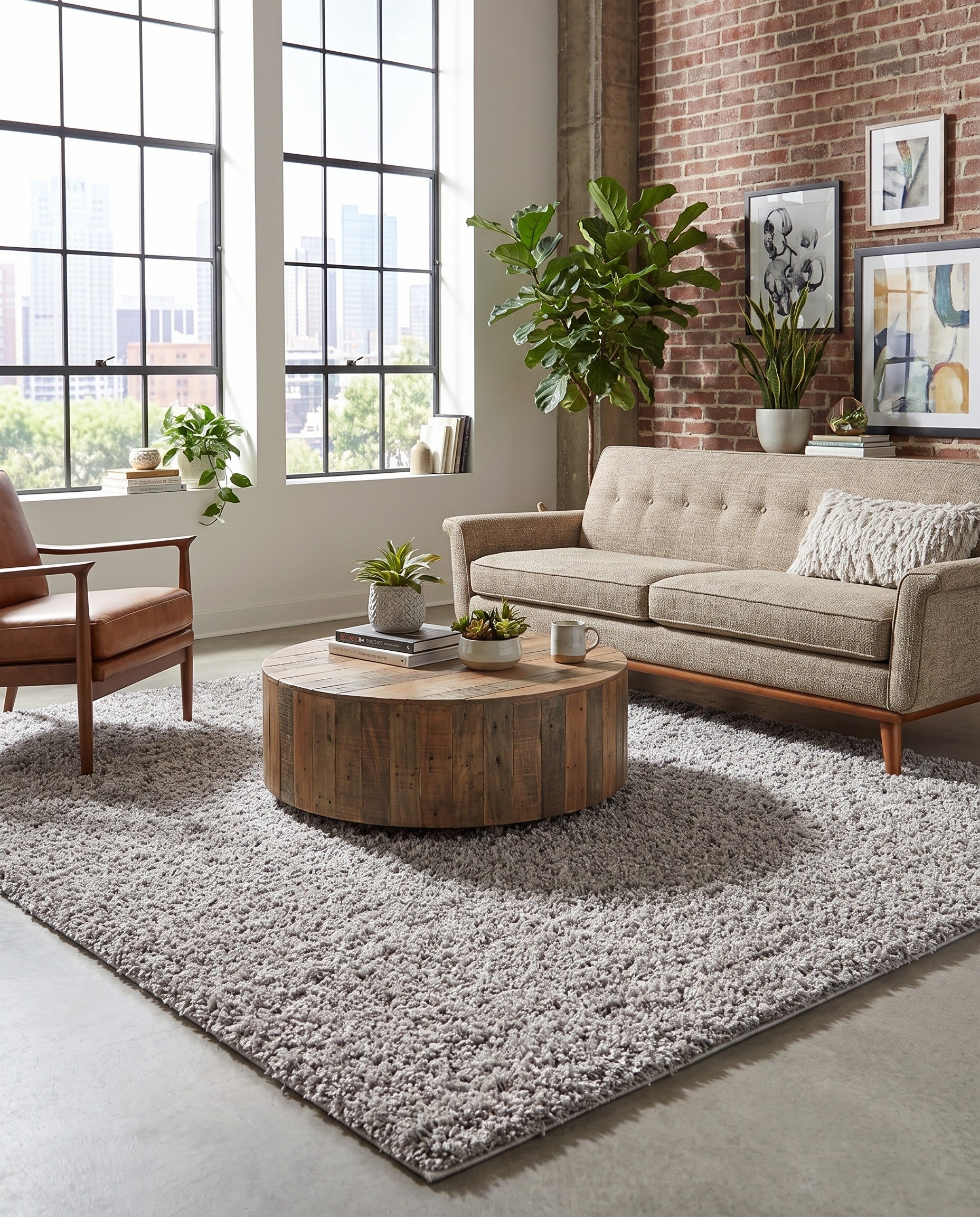 7' x 7' Comfort Solid Shag Square Rug