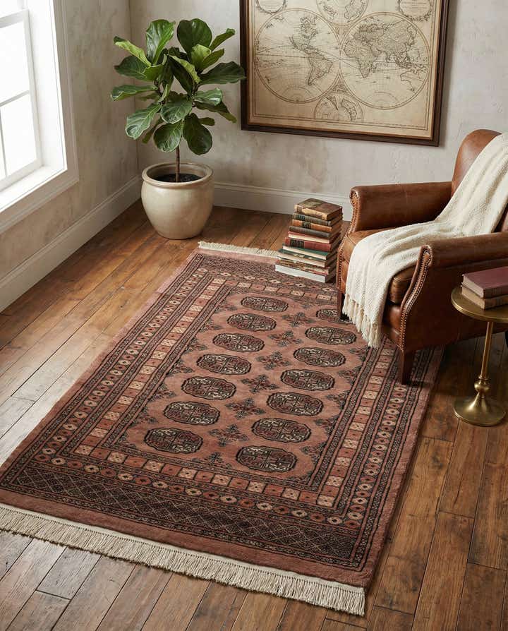 4' 2 x 5' 11 Hand Knotted Torkaman Persian Wool Rug