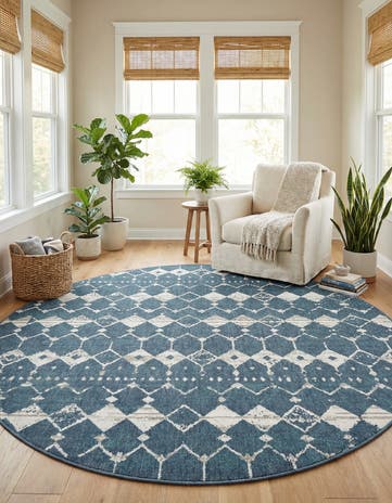 7' x 7' Easy-Clean Trellis Indoor / Outdoor Round Rug