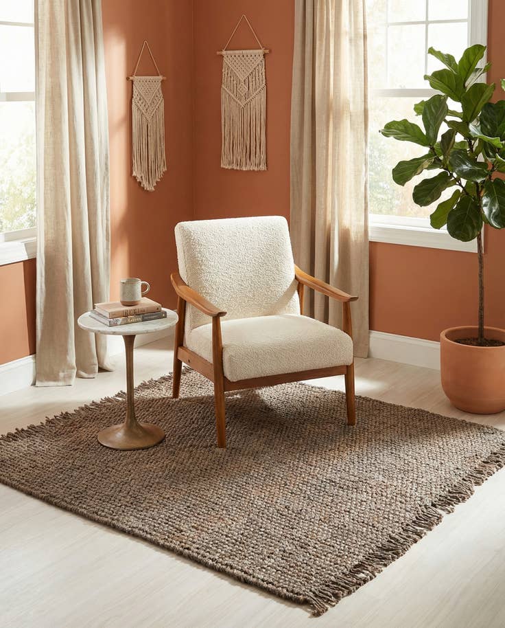 Detail image of 5' 1 x 5' 1 Hand Woven Chunky Jute Square Rug