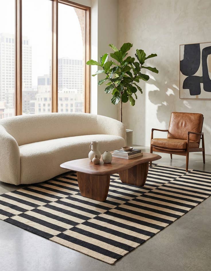 Detail image of 4' 3 x 6' Hand Woven Kilim Modern Wool Rug