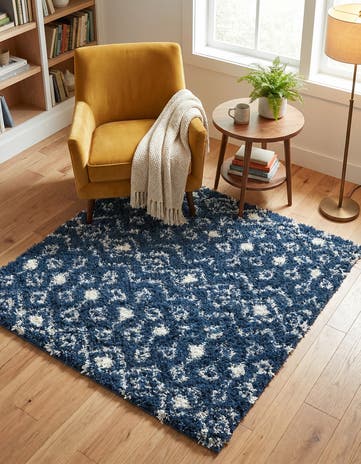 4' x 4' Moroccan Trellis Shag Square Rug
