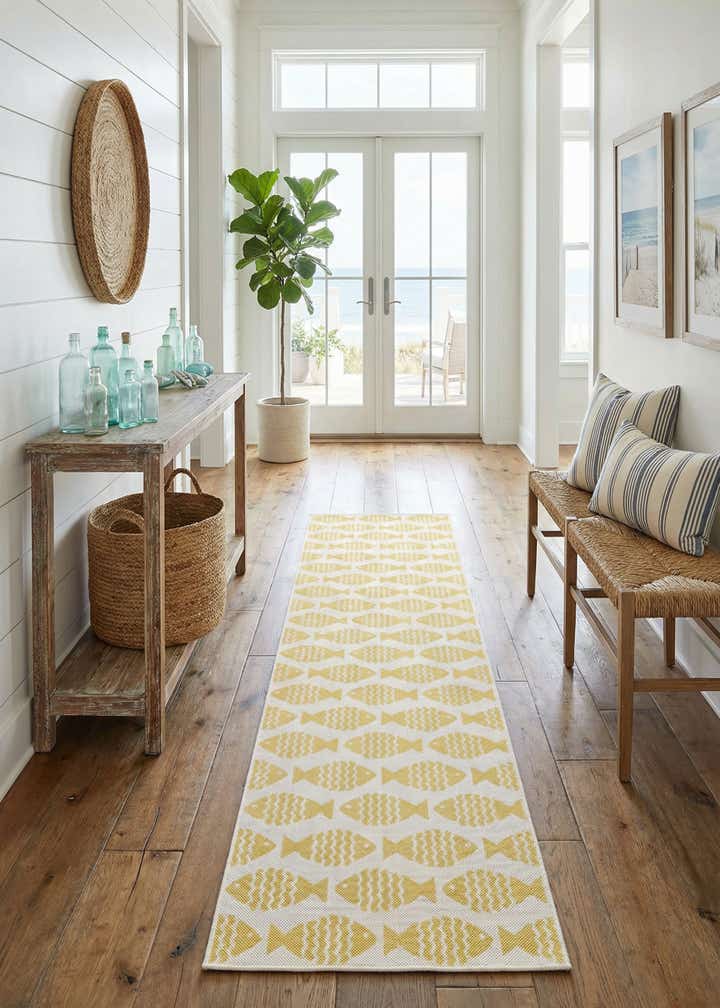 2' 7 x 12' Easy-Clean Coastal Indoor / Outdoor Runner Rug