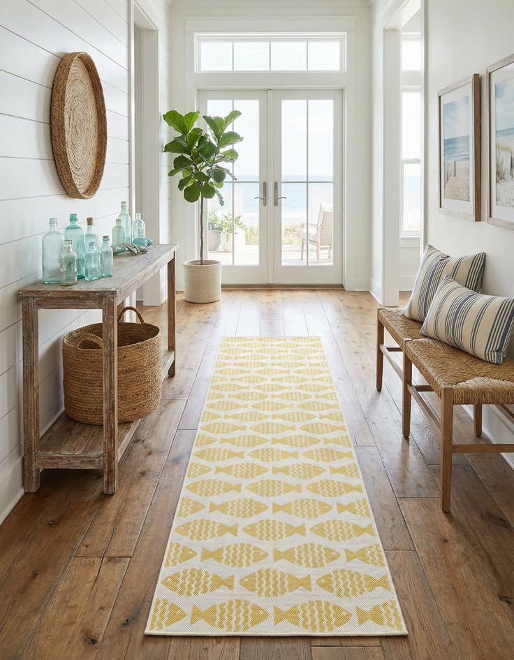 Detail image of  2' 7 x 12'  Washable Coastal Indoor / Outdoor Runner Rug