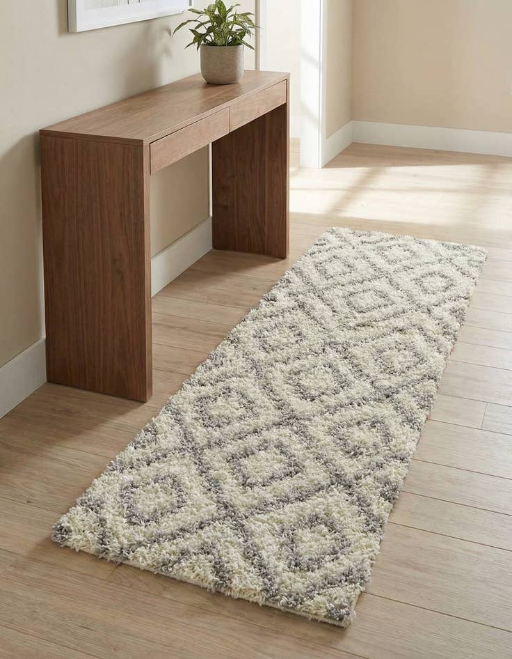 Detail image of 2' x 5' Trellis Shag Runner Rug