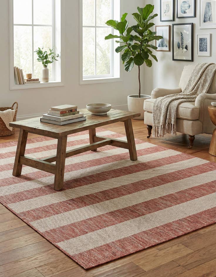 Detail image of  5' 3 x 8'  Washable Ribbon Indoor / Outdoor Rug
