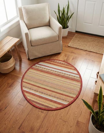 3' 3 x 3' 3 Easy-Clean Baja Indoor / Outdoor Round Rug