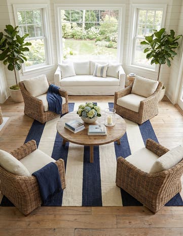 Nautical Navy Jill Zarin Hamptons Square Rug