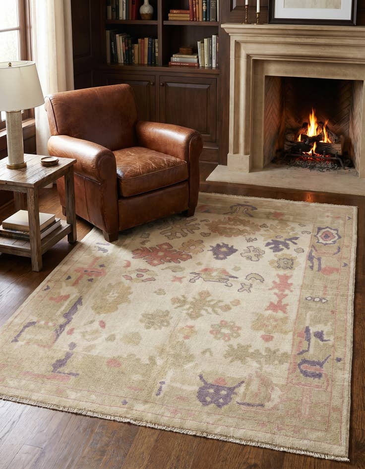 Detail image of 4' 7 x 6' 1 Hand Knotted Oushak Wool Rug