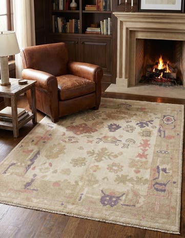 4' 7 x 6' 1 Hand Knotted Oushak Wool Rug