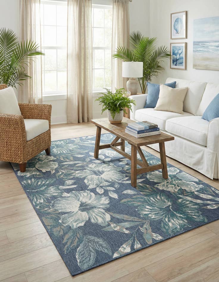 Detail image of 5' 3 x 8' Washable Coastal Indoor / Outdoor Rug