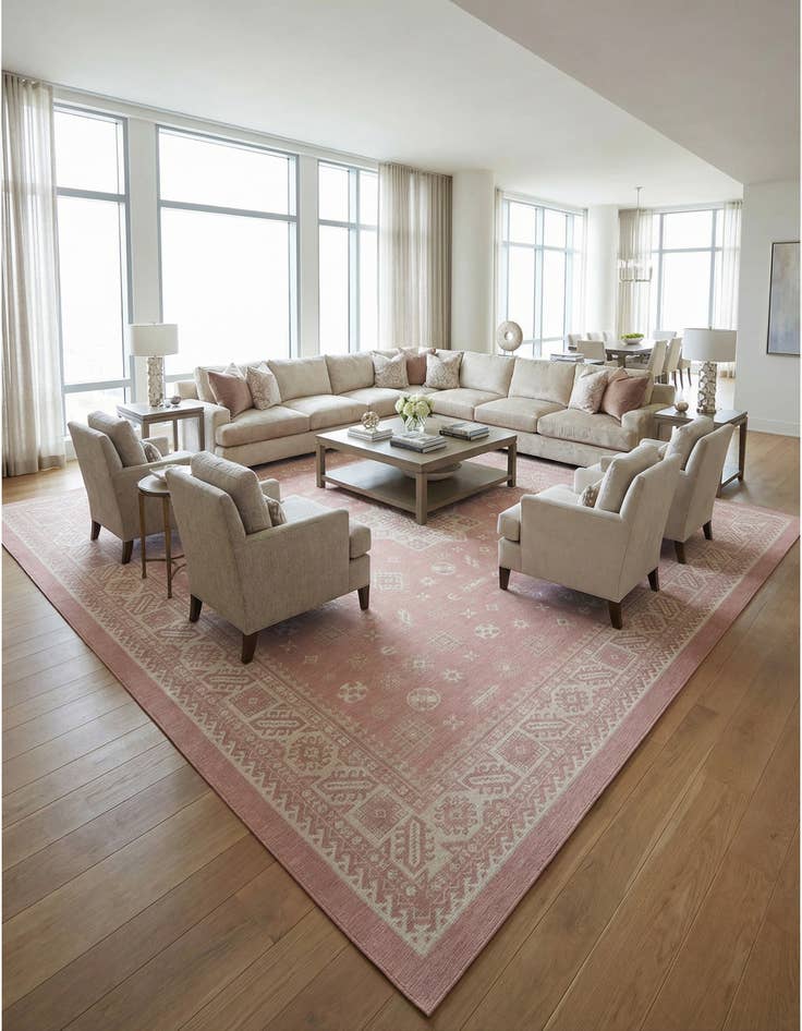 Detail image of 13' x 13' Washable Aztec Indoor / Outdoor Square Rug