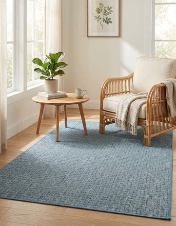 Aqua Easy-Clean Checkered Indoor / Outdoor Rug
