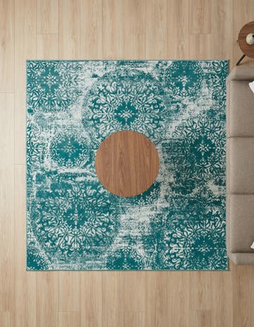 Turquoise Monte Carlo Square Rug